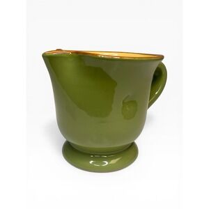 Vietri Cucina Fresca Small Footed Pitcher Sage Saffron 4.5" Italy Green Yellow